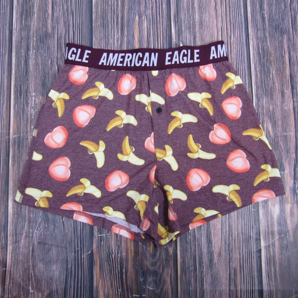 American Eagle NEW NWT Mens Small Boxers Banana Peach Fruit Funny Gift Cute